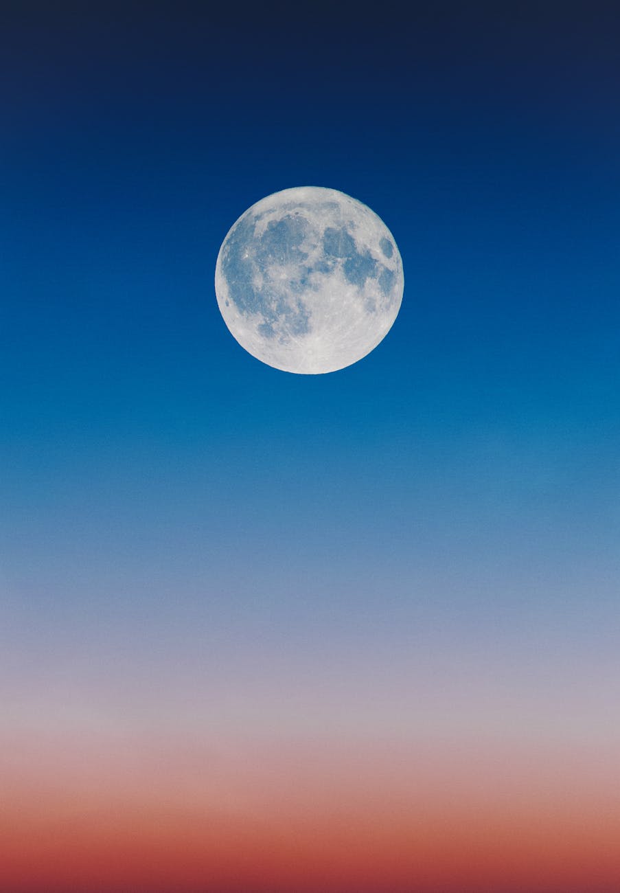 full moon on a blue sky