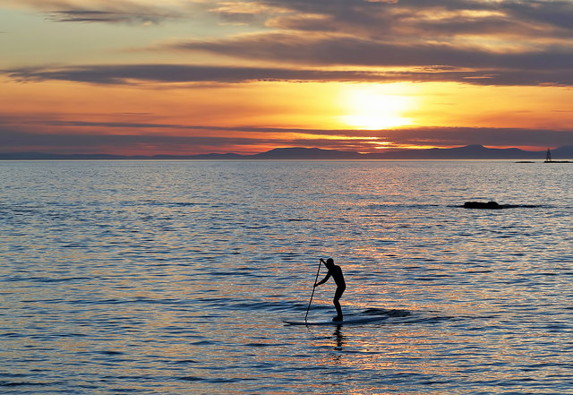 A stand up paddle boarder at Lossiemouth