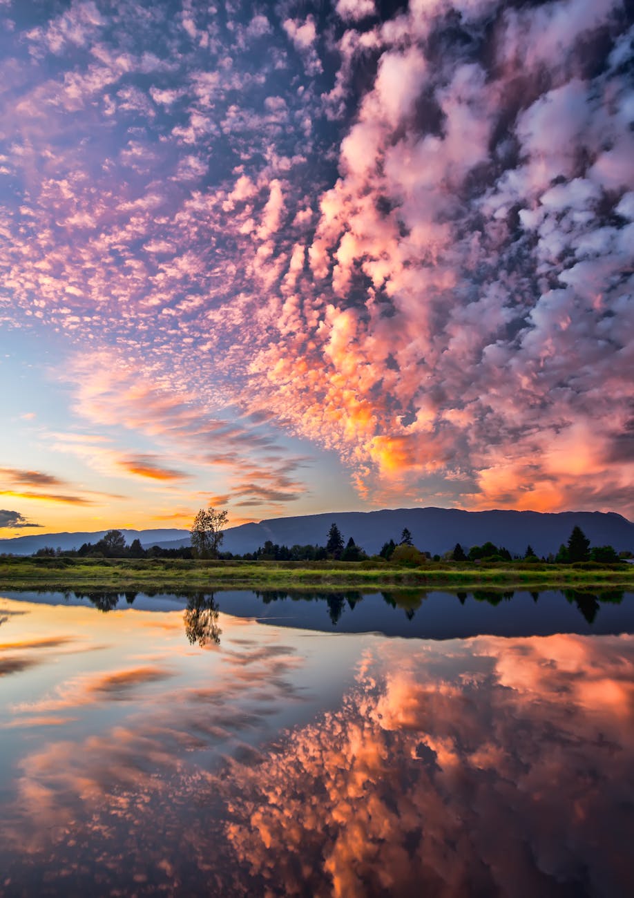 symmetrical photography of clouds covered blue sky