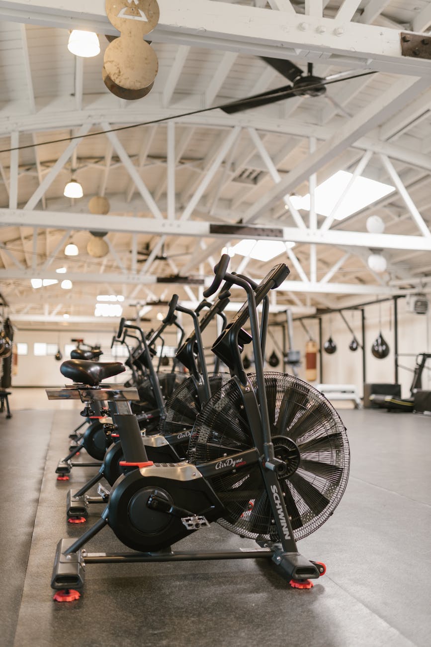 exercise bikes in a gym