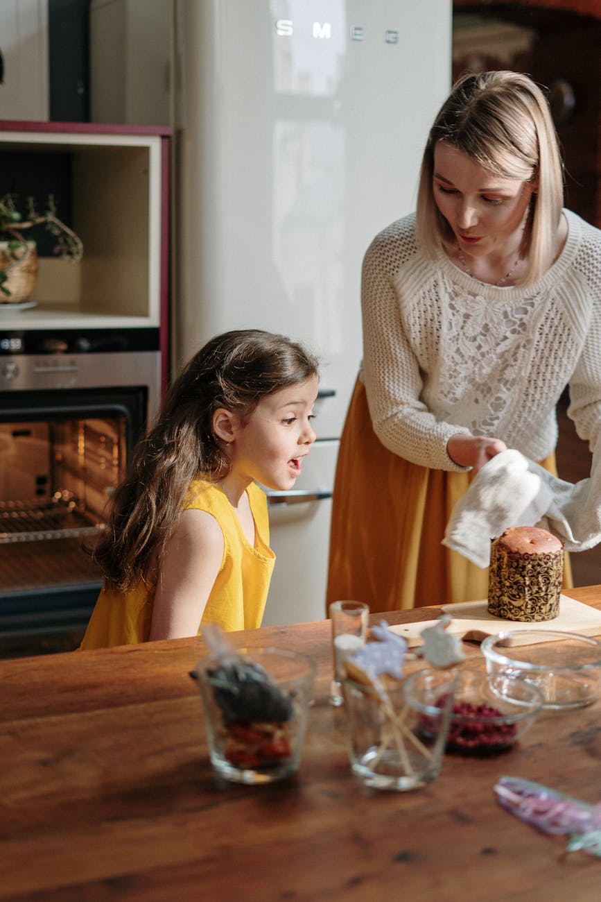 excited little girl for cake decorating